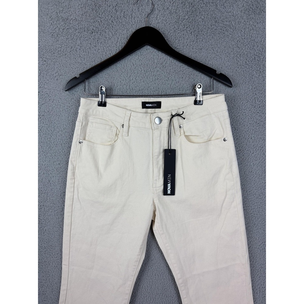 NOVAMEN Pants Mens 30x30 Cream Mac Chino Stretch Casual Five Pocket Tapered New